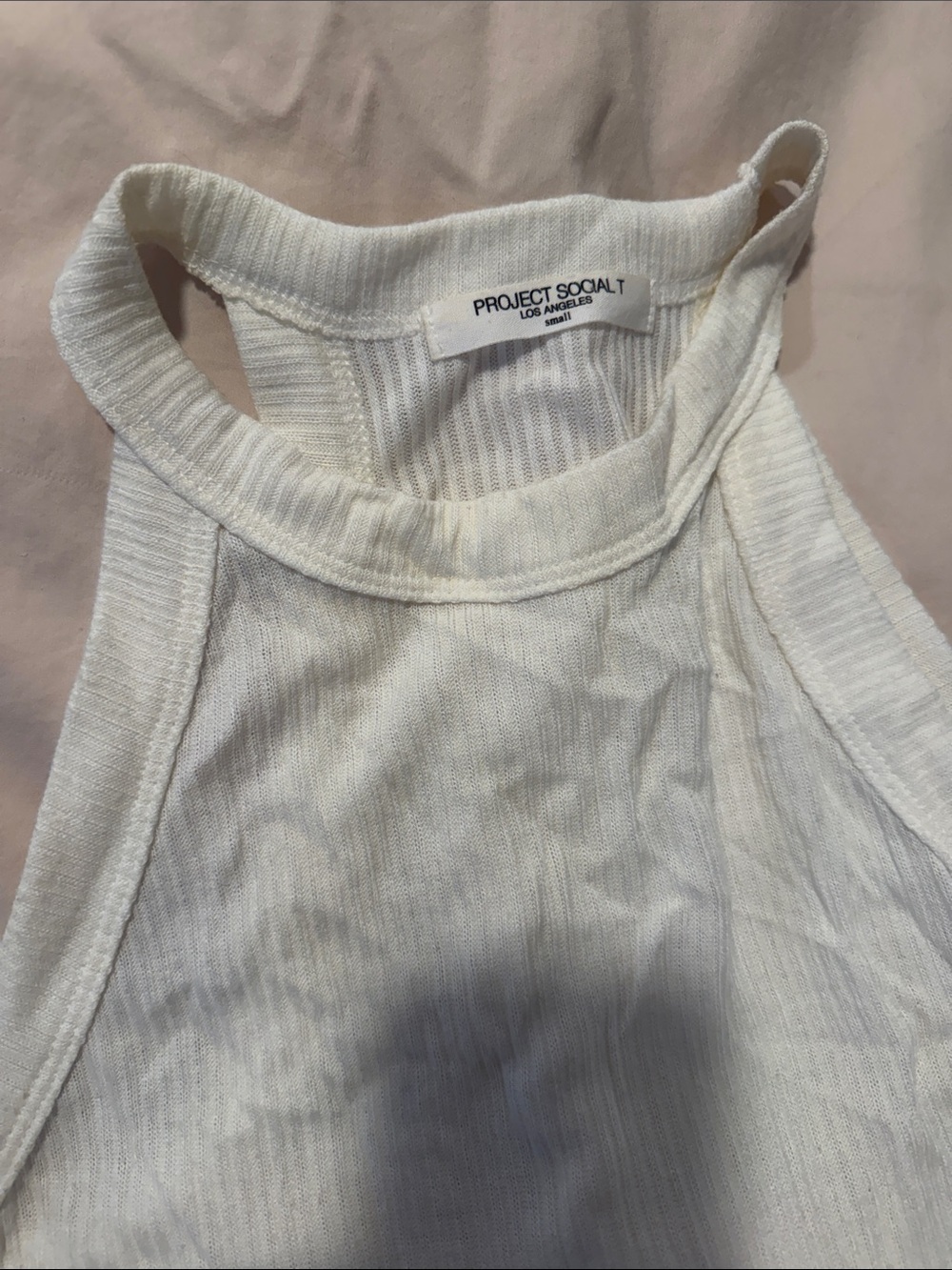 Project Social T White Ribbed Halter Tank - Picture 2 of 5